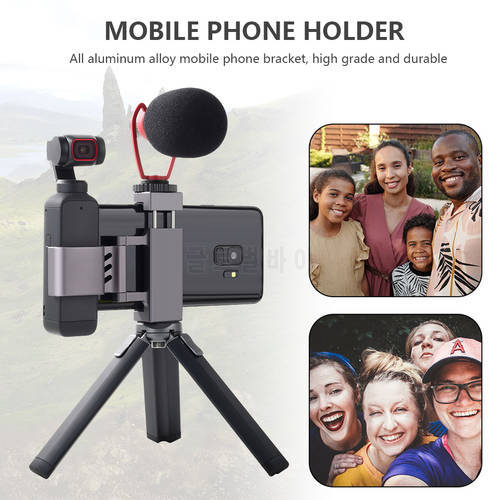 Selfie Mount Metal Tripod Foldable Phone Holder Adapter Clip for DJI Osmo Pocket 2 Handheld Gimbal Camera Accessories