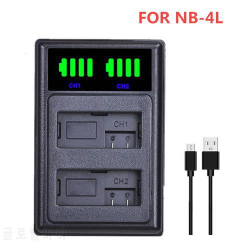 NB-4L NB4L USB LCD Dual Charger Battery Charger For Canon IXUS 30 40 50 55 60 65 70 75 CB-2LVE