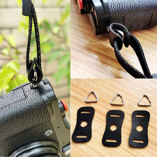2Pcs Camera Strap Triangle Split Ring Hook PU Leather Cap Protective Cover Pads Anti-scratch Leather Gasket