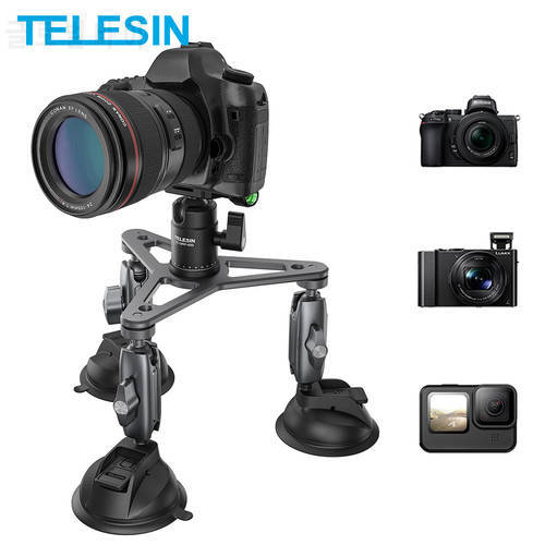 TELESIN Suction Cup Car Tripod Holder Mount 360° Detachable Ball Head For Canon Sony For GoPro 10 9 8 Insta360 DJI Osmo Action 2