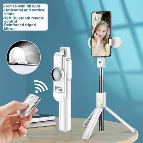6 in 1 Foldable Mini Tripod Selfie Stick with Fill Light Wireless Bluetooth Remote for Smartphone iphone 13 pro max Accessories