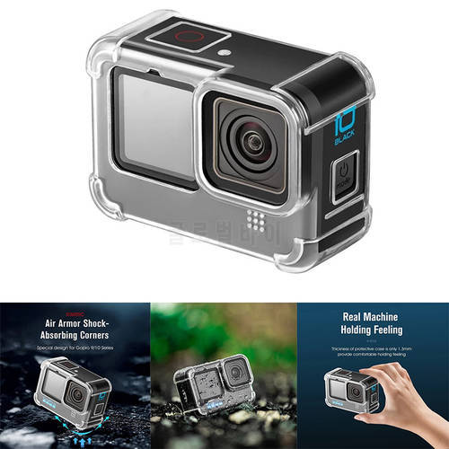 Air Armor Anti-fall Silicone Case for GoPro 10 9 Transparent TPU Shockproof Housing Cover Tempered Glass Screen Film gopro 10 9