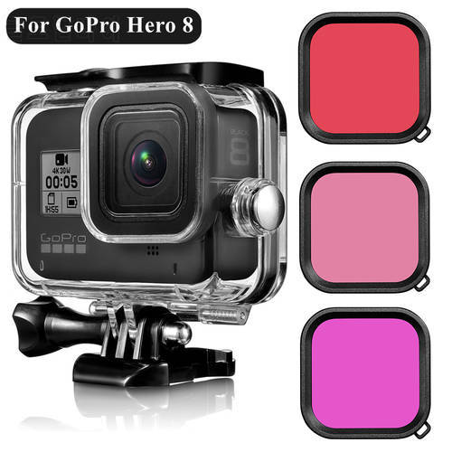 3 Filters Waterproof 60M For GoPro Hero 8 Black Case Housing Diving Protective Underwater Dive Cover for Go Pro 8 Accessories