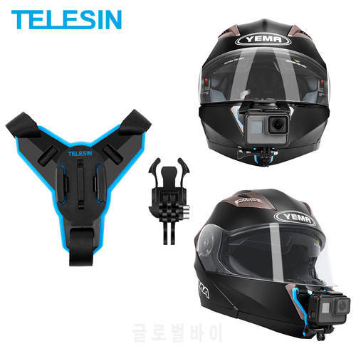 TELESIN Motorcycle Helmet Strap Mount Front Chin Stand Holder for GoPro Hero 10 9 8 7 6 5 DJI Osmo Action 2 Insta360 Accessories