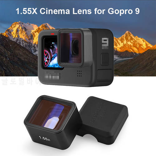 HD 1.55X Cinema Lens for Gopro9 Hero 9 Sports Camera WideScreen Brushed Blue Light Anamorphic .55X Cinema Lens for Gopro 9 Parts