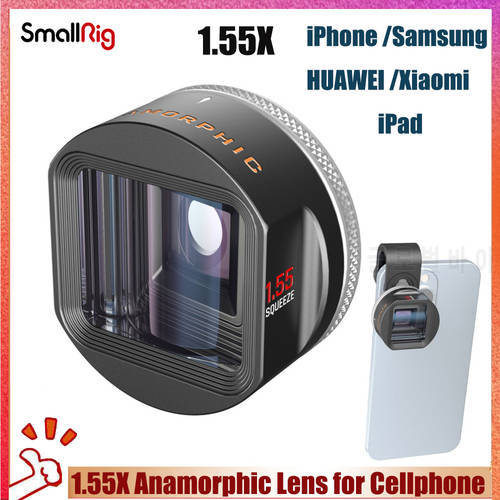 SmallRig 1.55X Anamorphic Len for for iPhone 13 12 11 Mobile phone Lens for HUAWEI P40 P50 Series M Mount Filter Lenses 3578