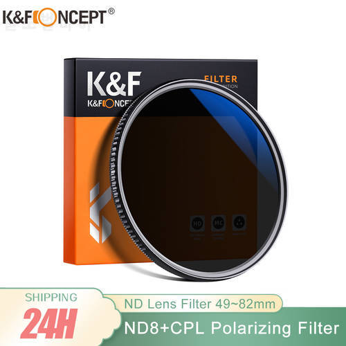 K&F Concept FilterND8+CPL 2 in 1 Circular Polarizing Filter ND Filter Waterproof Neutral Density 49mm 52mm 58mm 62mm 67mm 77mm