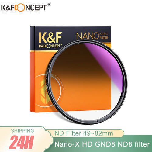 K&F Concept GND8 ND8 Nano-X HD Lens filter Optical Glass Soft Gradient with Coating 49mm 52mm 55mm 58mm 62mm 67mm 72mm 77mm 82mm