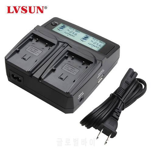 LVSUN BLM1 BLM-1 BLM 1 Battery dual Charger&Car Charger For OLYMPUS C-5060 C-7070 C-8080 E-30 E330 E-510 E-520 With LCD Display