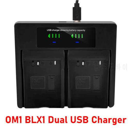 OM1 USB Charger BCX-1 Dual USB LCD Charger for Olympus BCX1 BLX1 OM-1 OM1 Battery Charger