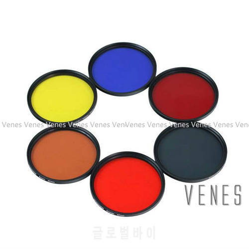 Venes 55MM Accessory Complete Full Color Special Filter for Digital Camera Lens Orange or Blue or Green
