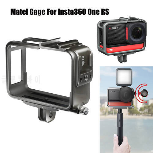 For Insta360 One RS Camera Metal Cage Frame with Cold Shoe for LED Light Mic Vlog Cage Housing Border Extended Protective Case