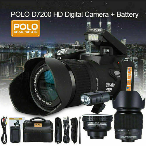 24X Optical Zoom Digital Camera SLR DSLR 33MP Photographic Photo Recorder Auto Focus 1080P Video Camcorder Wide Angle 3 Lens Kit
