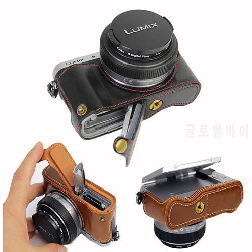 PU Leather case half cover camera bag For Panasonic Lumix GX850 GX800 GX950 GX900 With Battery Bottom Opening