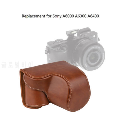 Portable Vintage PU Leather Camera Case Sony A6000 Camera Bag Cover Pouch with Shoulder Strap for Sony A6000 A6300 A6400 Camera