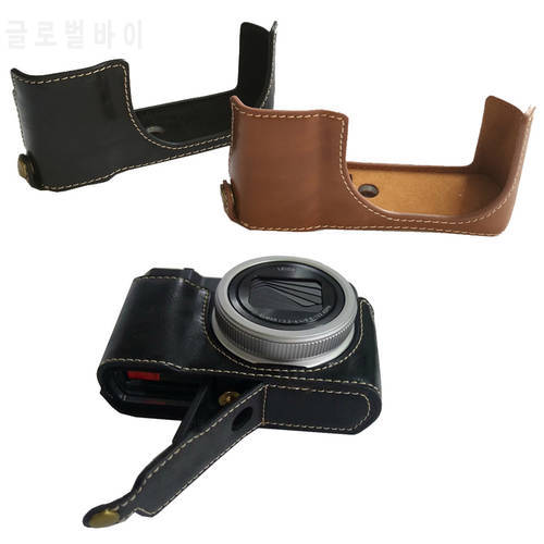 Pu Leather Case Half Body Cover Base For Panasonic TZ200 ZS220 ZS110 TX1 TX2 Camera bag with Bottom Opening Version