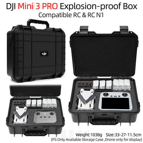 Storage Case For DJI Mini 3 PRO Suitcase Waterproof Case HardShell Explosion-proof Carrying Box For DJI RC RC N1 Controller