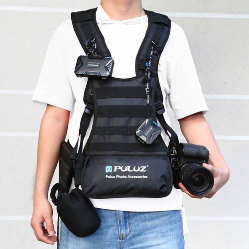 PULUZ Cameras Dual Shoulder Strap Sling Belt Holster for SLR / DSLR Double Shoulders Strap Waist Belt Holder with Phone Pocket