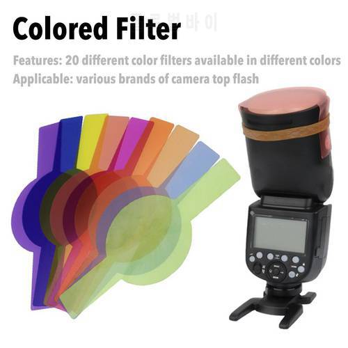 20PCS Bright Colors Gels Filters Camera Photographic Gels Flash Filter Set Camera Accessories For Godox V1