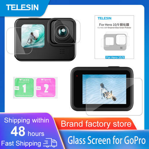 TELESIN Tempered Glass Screen Protector Cover Case for GoPro Hero11 10 9 Black Lens Protection Protective Film Gopro Accessories