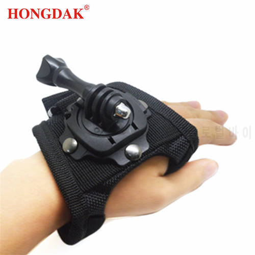 360 Degree Rotate Band Hand Strap Glove Type Wrist Belt Strap for Gopro Action Camera 10 9 8 7 6 5 4 3 3+ Helo Black