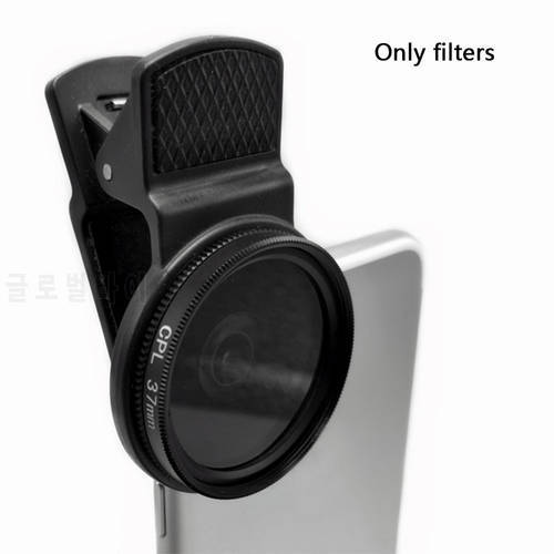 37MM CPL Filter Circular Camera Black Accessories Universal With Clip Portable Professional Phone Polarizer Wide Angle Lens