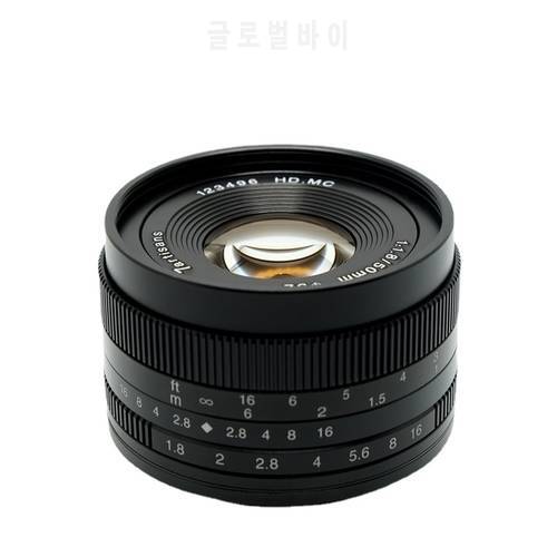50mm F1.8 Large Aperture Portrait MF Prime Lenses Fit for Canon EOS-M M50 M100/Sony E A7/Fuji FX/M4/3 Mount