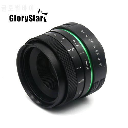 GloryStar 35mm f1.7 new green circle Large Aperture Manual Focus camera lens APS-C For Sony E Mount cameras NEX7 a6300