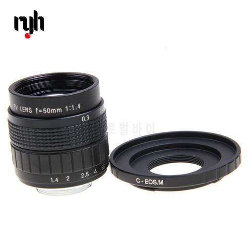 RYH 50mm F1.4 CCTV Movie lens + C Mount to Canon EOS M EOS M2 M3 M5 M6 M10 Mirrorless
