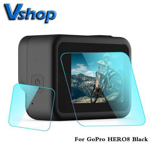 PULUZ for GoPro HERO8 Black Lens+LCD Display 9H 2.5D Tempered Glass Film Sport Camera LCD Screen Protector Film