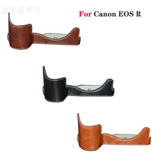Retro PU Leather Half Body Case Cover For Canon EOS R Camera Bottom Cover Base