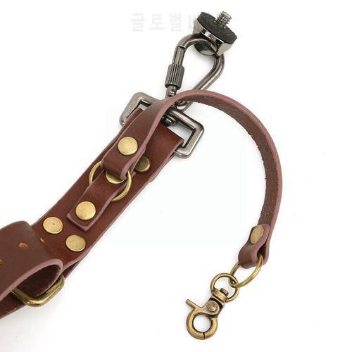 High Quality Leather Camera Strap Leather Double Shoulder Strap Harness For Pentax Fuji Black Brow M5o3