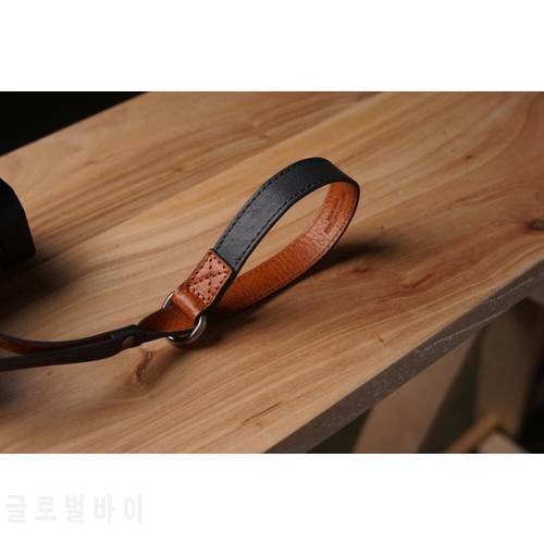 Handmade Genuine Leather Camera Wrist Strap Double color Double side
