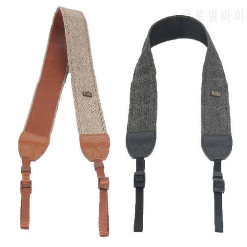 Cotton belt DSLR Camera strap neck and should hold brown and gray colour