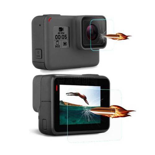 Tempered Glass Protector Cover Case For GoPro Go pro Hero 5 6 7 Hero5 Hero6 Hero7 Black Camera Lens LCD Screen Protective Film