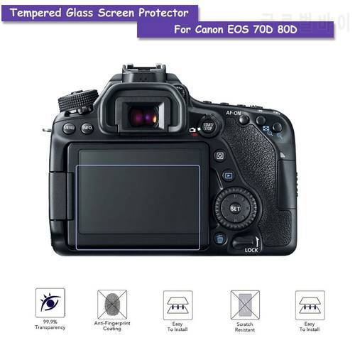 9H Tempered Glass LCD Screen Protector Shield Real Glass Film For Canon DSLR 70D 80D Camera Accessories