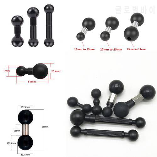 1 inch 25mm Ballhead to 13mm 15mm 17mm Adapter Dual Ball Mount Holder Transfer for Gopro Action Camera Smartphone GPS Bracket