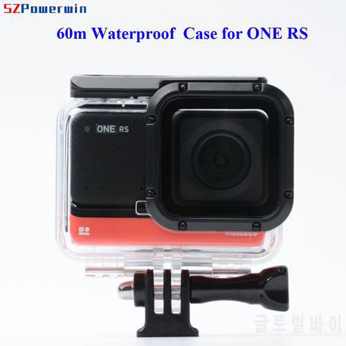 Powerwin 60m Underwater Waterproof Housing Diving Case for Insta360 ONE RS 4K Action Camera Protective Shell Cover