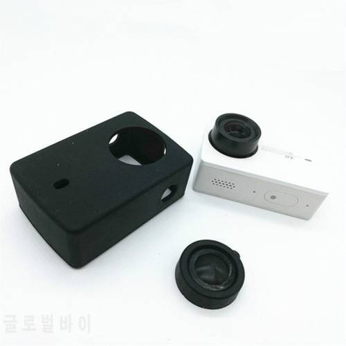 Silicone Case+Lens Cover For Xiaomi yi 4K Protective Housing Soft Cover for Xiaomi yi 2 4K Action Camera accessories