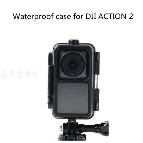 For DJI Action 2 Waterproof Case 60M Diving Shell Black Housing Cover for DJI Action 2 Sports Camera Dual Screen Set Accessory