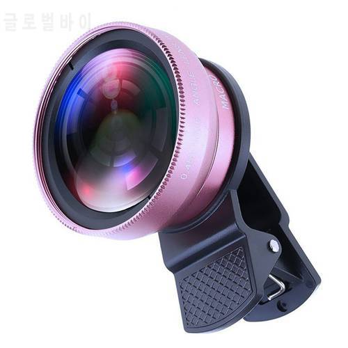 FEICHAO 37MM Universal Phone Lens 0.45X 49mmUV Ultra Wide-angle + 1.25X Macro HD Lens 2in1 37mm Smartphone Lens with Lens Clip