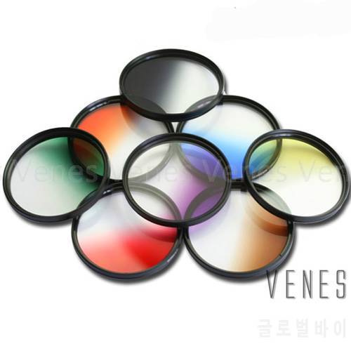 Venes 62mm Gradual Blue or Green or Yellow or Red or orange Lens Filter Camera Accessory