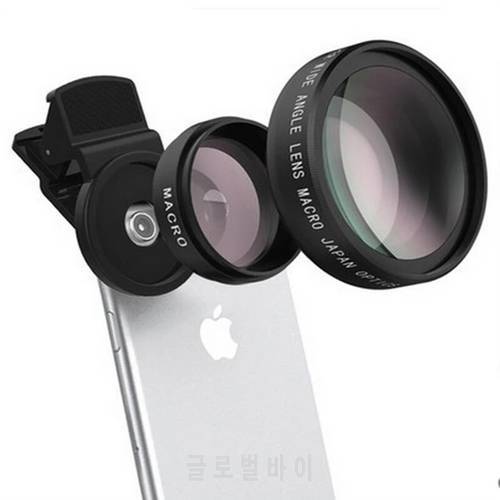 Phone Lens Kit 0.45X Wide Angle + 10X Macro Lens Clip-on Cellphone Camera Without Dark Corner For iphone Huawei For Mobile Phone