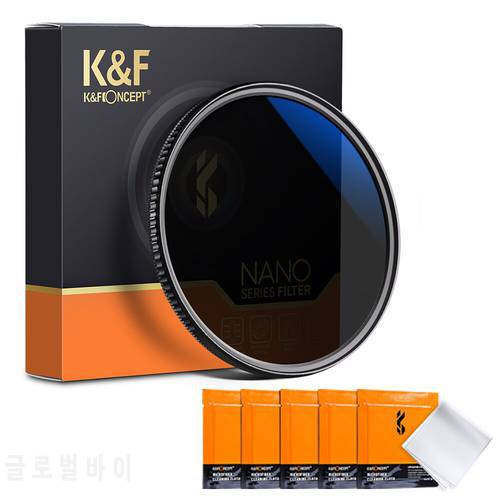 K&F Concept Variable ND8 and CPL Circular Polarizing Filter 2 in 1 for Camera Lens No X Spot Waterproof with 5PCSCleaning Cloth