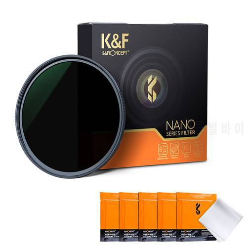 K&F Concept ND8 Fixed Neutral Density Lens Filter HD Optical Glass Waterproof Scratch-resistant for Camera with 5 PCS Cloth