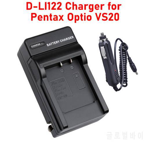 D-LI122 Charger with Car Charger D-BC122 Charger for Pentax Optio VS20 Battery Charger