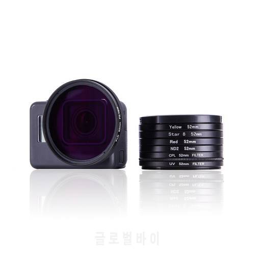 For GoPro HERO5 HERO 5 52mm 8 in 1 Lens Filter(CPL + UV + ND8 + ND2 + Star 8 + Red + Yellow + FLD / Purple) Camera Accessories