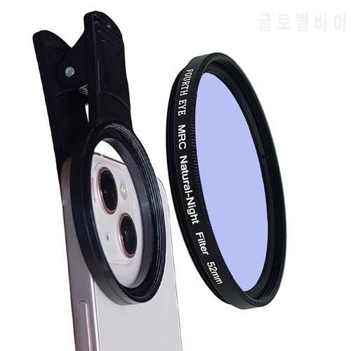 Natural Night Filter 52mm With Clip For Cellphone lens MC Filters Night Sky Star Compatible for iPhone X/XR/11/12/13 MAX mini