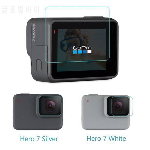 Tempered Glass Protector For GoPro Go pro Hero7 Hero 7 White/Silver Camera Front Lens LCD Dsiaply Screen Protective Film Guard