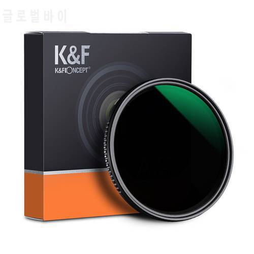 K&F Concept 67 77mm 82mm Variable Neutral Density Filter ND8-ND2000 Adjustable ND Filter 24 Multi-Layer Coatings for Camera Lens